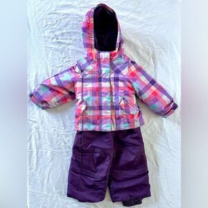 Cherokee 3-in-1 Snowsuit Set Size 12M – 2 Jackets & Snow Pants – Purple Plaid